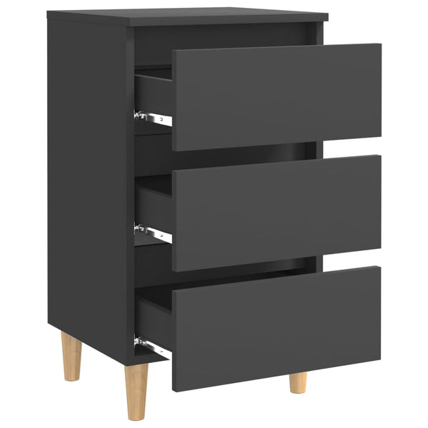 Nachttische Grau Holzbeine 40x35x69 cm, 2er-Set