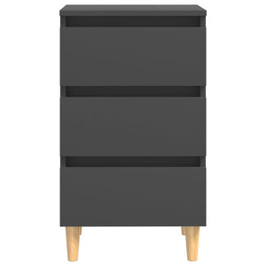 Nachttische Grau Holzbeine 40x35x69 cm, 2er-Set