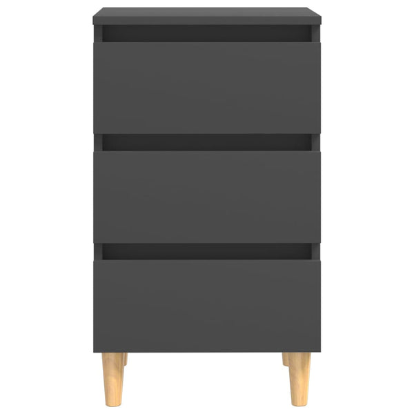 Nachttische Grau Holzbeine 40x35x69 cm, 2er-Set