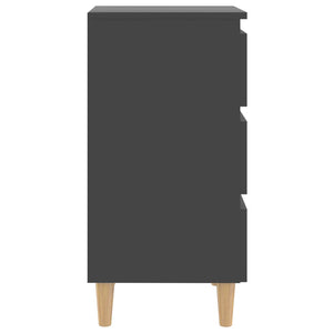 Nachttische Grau Holzbeine 40x35x69 cm, 2er-Set