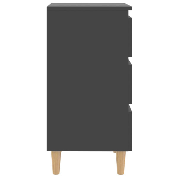 Nachttische Grau Holzbeine 40x35x69 cm, 2er-Set