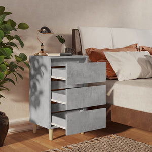 Nachttische Betongrau mit Holzbeinen, 2er-Set
