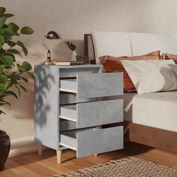 Nachttische Betongrau mit Holzbeinen, 2er-Set