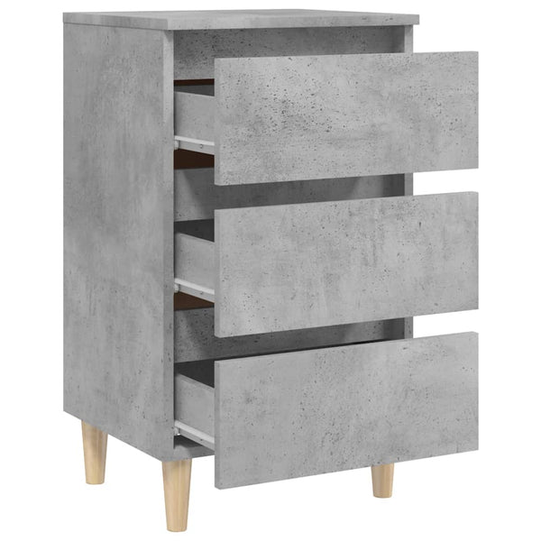 Nachttische Betongrau mit Holzbeinen, 2er-Set