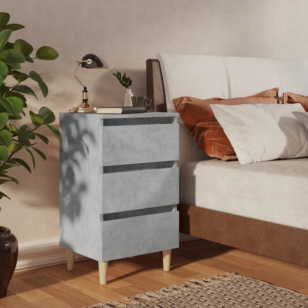 Nachttische Betongrau mit Holzbeinen, 2er-Set