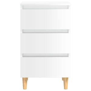 vidaXL Tables de chevet avec pieds en bois 2 pcs Blanc brillant 40x35x69 cm