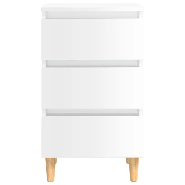 vidaXL Tables de chevet avec pieds en bois 2 pcs Blanc brillant 40x35x69 cm