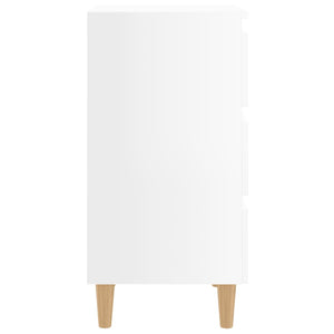 vidaXL Tables de chevet avec pieds en bois 2 pcs Blanc brillant 40x35x69 cm