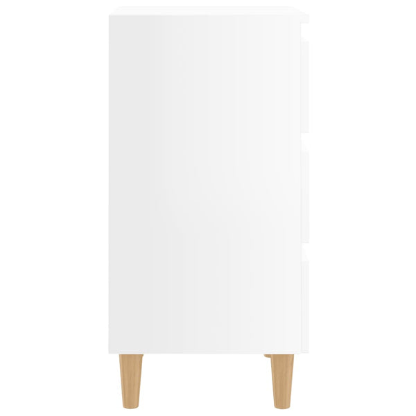 vidaXL Tables de chevet avec pieds en bois 2 pcs Blanc brillant 40x35x69 cm