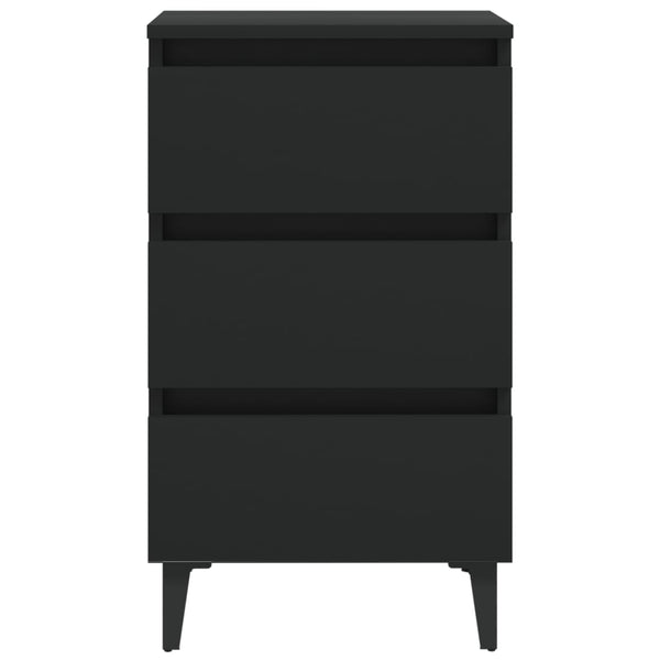Schwarze Nachttische mit Metallbeinen, 2er-Set