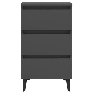 Graue Nachttische mit Metallbeinen, 2er-Set