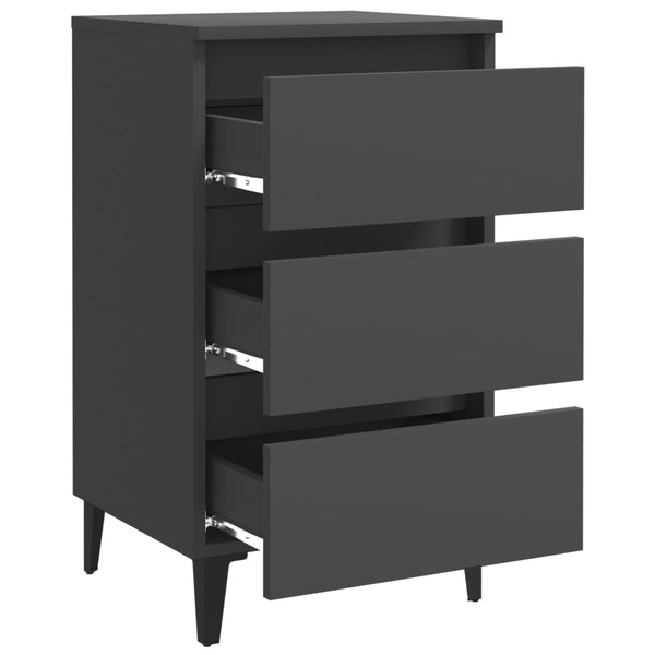 Graue Nachttische mit Metallbeinen, 2er-Set