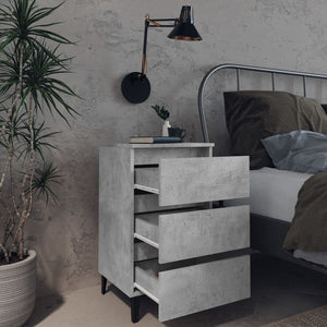vidaXL Tables de chevet avec pieds en métal 2 pcs Gris béton 40x35x69 cm