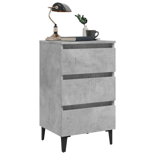 vidaXL Tables de chevet avec pieds en métal 2 pcs Gris béton 40x35x69 cm