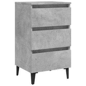 vidaXL Tables de chevet avec pieds en métal 2 pcs Gris béton 40x35x69 cm