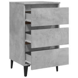 vidaXL Tables de chevet avec pieds en métal 2 pcs Gris béton 40x35x69 cm