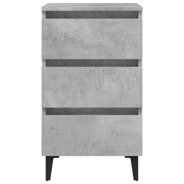 vidaXL Tables de chevet avec pieds en métal 2 pcs Gris béton 40x35x69 cm