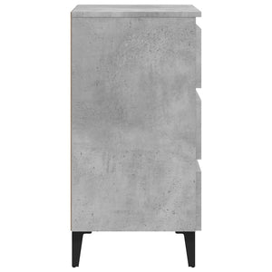 vidaXL Tables de chevet avec pieds en métal 2 pcs Gris béton 40x35x69 cm