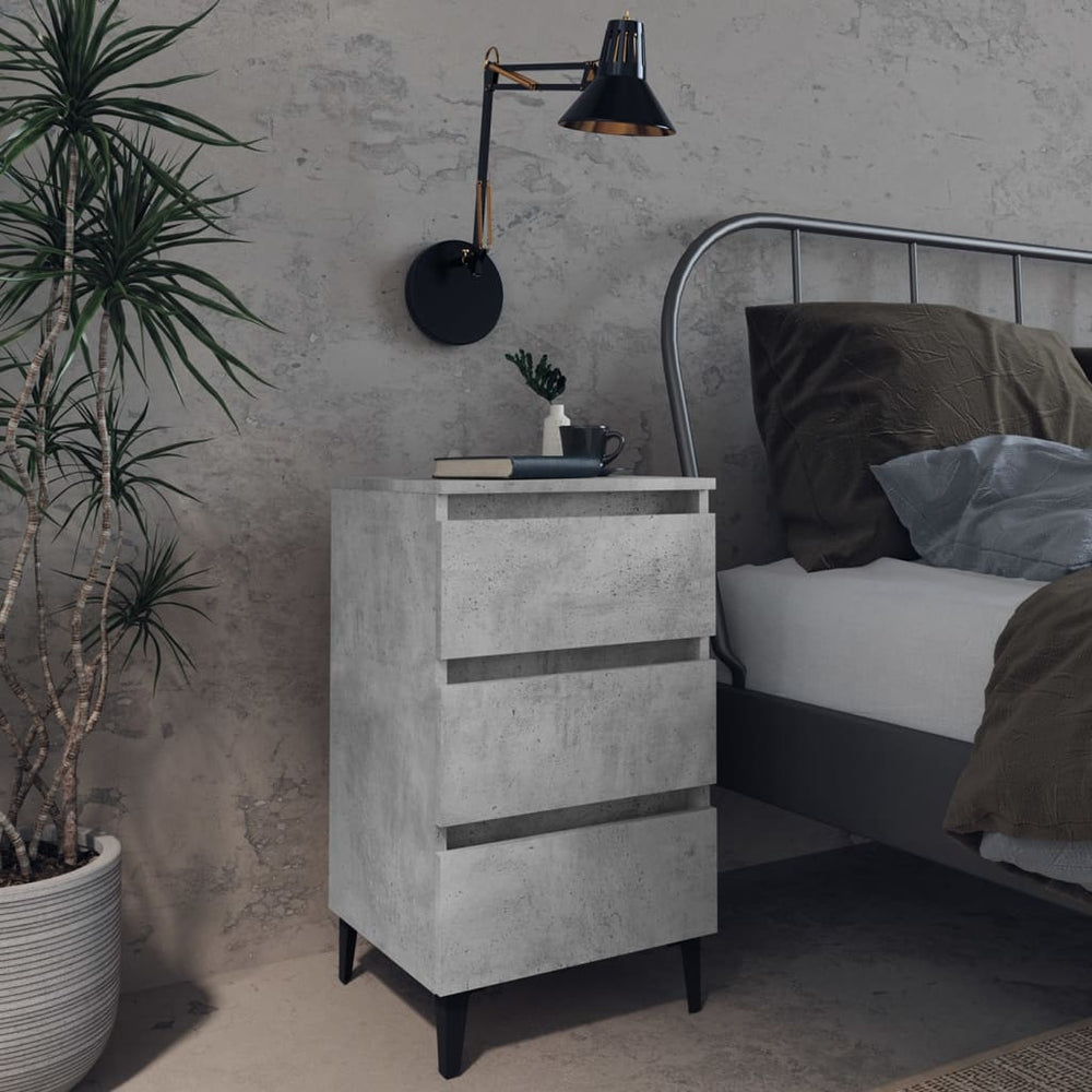 Nachttische Betongrau mit Metallbeinen, 2er-Set