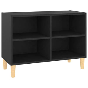 Meuble TV vidaXL avec pieds en bois massif Noir 69,5x30x50 cm