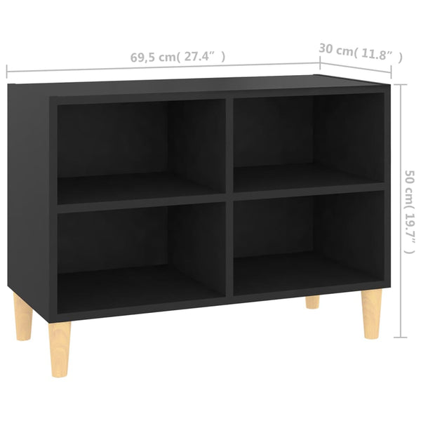 Meuble TV vidaXL avec pieds en bois massif Noir 69,5x30x50 cm