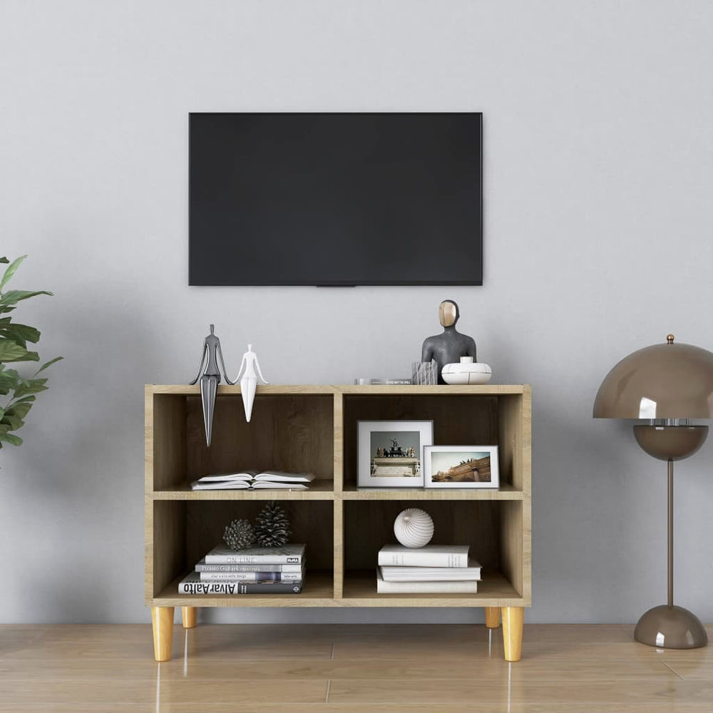 Meuble TV vidaXL avec pieds en bois massif chêne Sonoma 69,5x30x50 cm