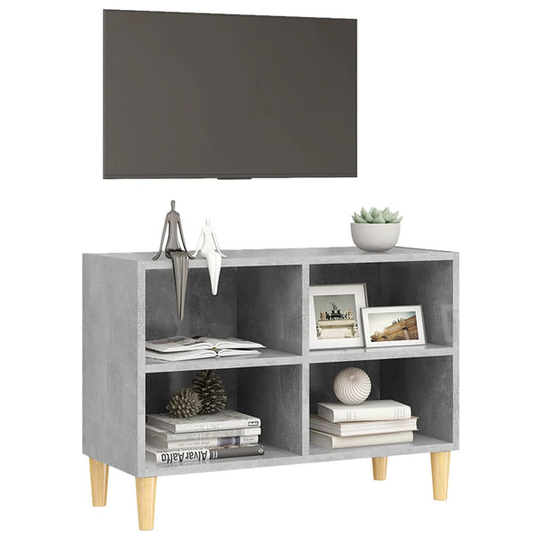 Betongrauer TV-Schrank mit Holzbeinen