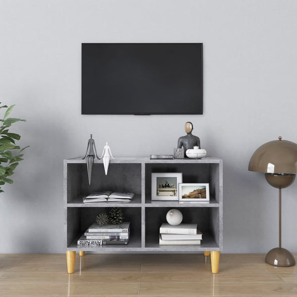 Betongrauer TV-Schrank mit Holzbeinen