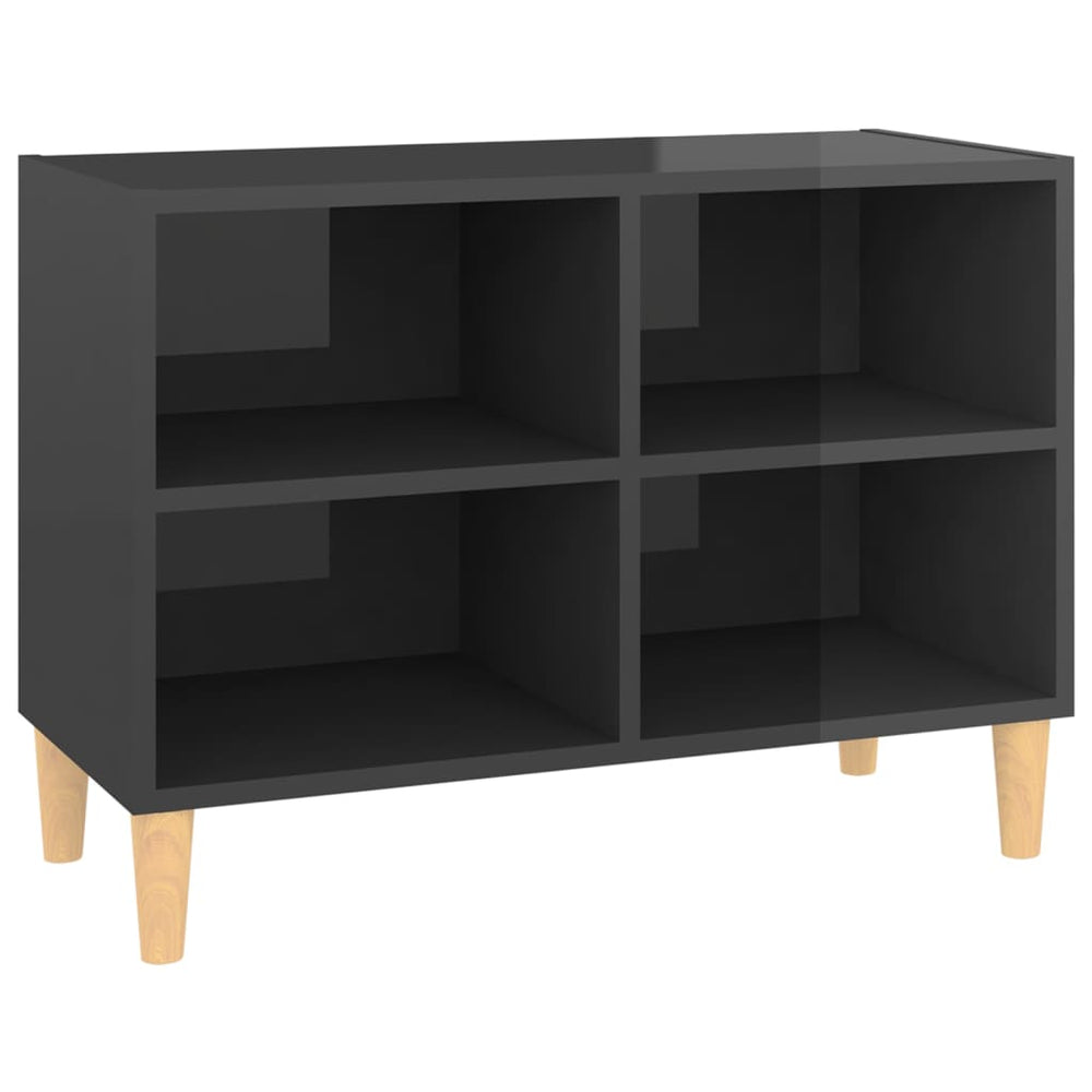 Meuble TV vidaXL avec pieds en bois massif Gris brillant 69,5x30x50 cm