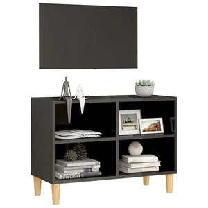 Hochglanz TV-Schrank Grau mit Holzbeinen
