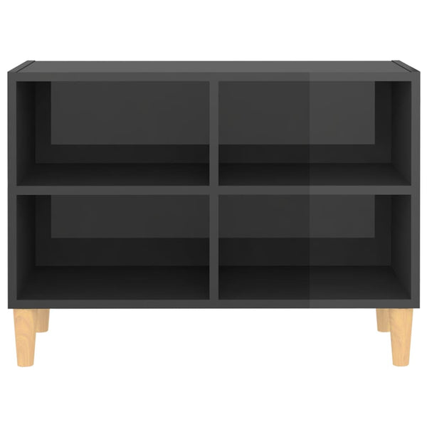 Hochglanz TV-Schrank Grau mit Holzbeinen