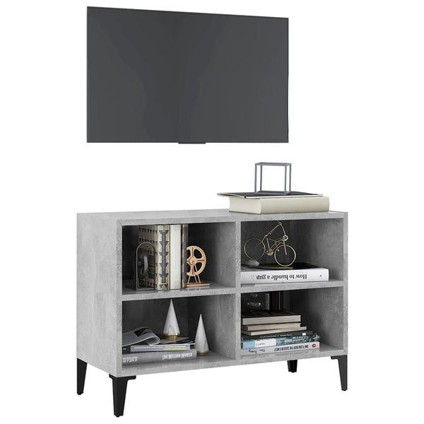 Betongrauer TV-Schrank mit Metallbeinen