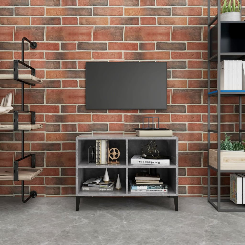 Meuble TV vidaXL avec pieds en métal gris béton 69,5x30x50 cm
