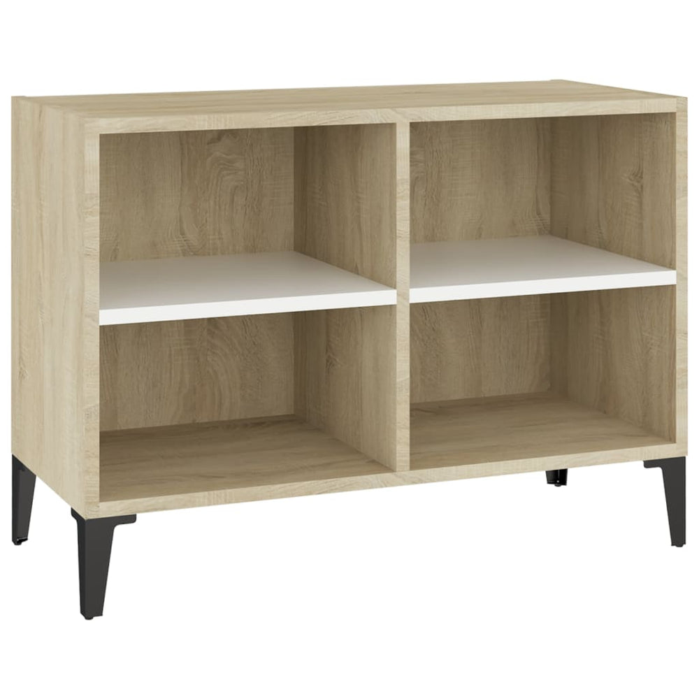 Meuble TV vidaXL avec pieds en métal Blanc chêne Sonoma 69,5x30x50 cm
