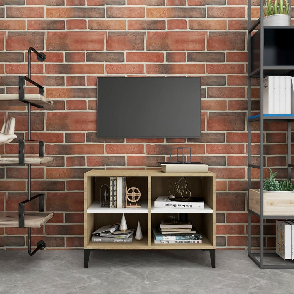 Meuble TV vidaXL avec pieds en métal Blanc chêne Sonoma 69,5x30x50 cm
