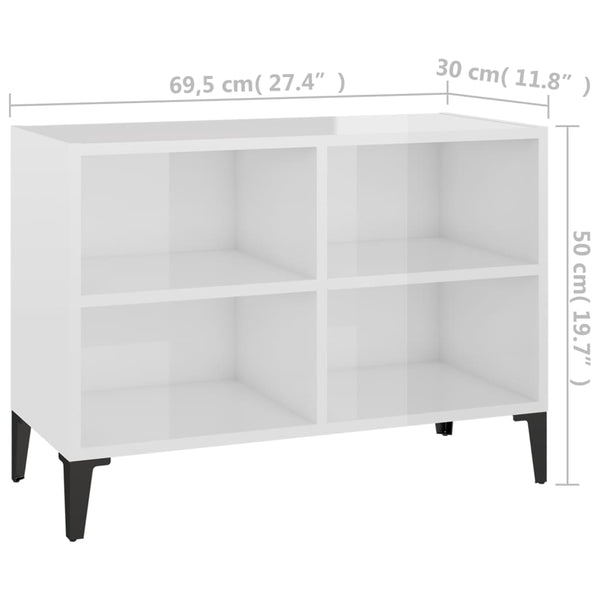 Hochglanz TV-Schrank Weiß mit Metallbeinen