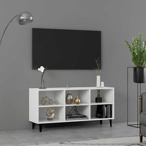 Weißer TV-Schrank mit Metallbeinen