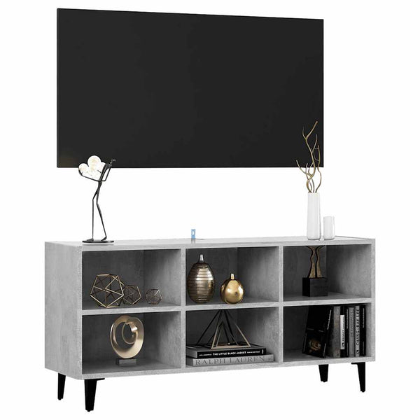 Betongrauer TV-Schrank mit Metallbeinen