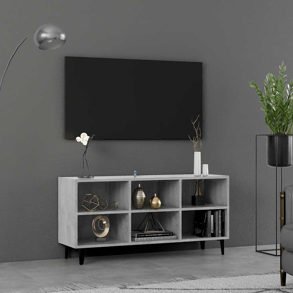 Betongrauer TV-Schrank mit Metallbeinen