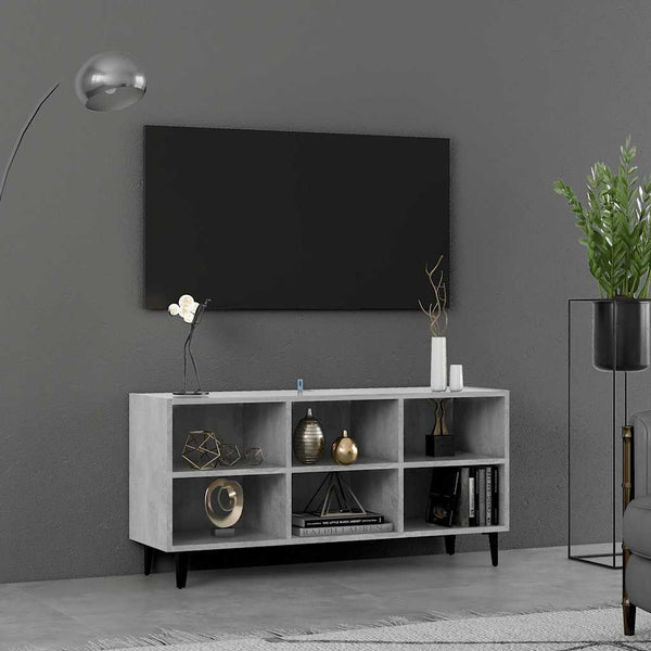 Betongrauer TV-Schrank mit Metallbeinen