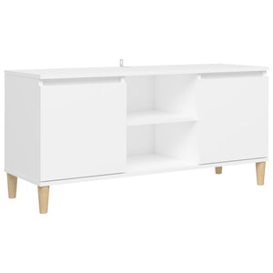 Weißer TV-Schrank mit Massivholzbeinen