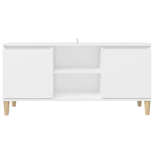 Weißer TV-Schrank mit Massivholzbeinen