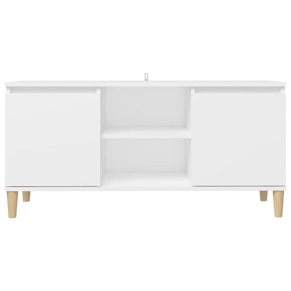 Weißer TV-Schrank mit Massivholzbeinen
