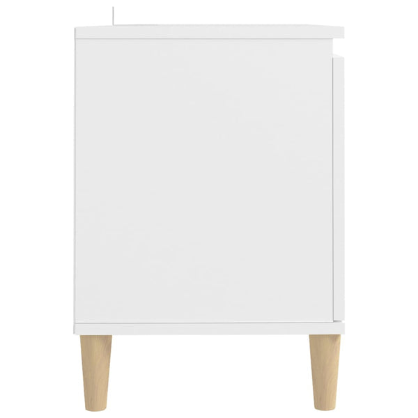 Weißer TV-Schrank mit Massivholzbeinen