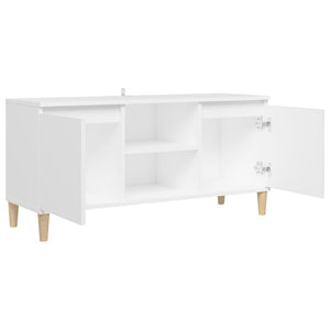 Weißer TV-Schrank mit Massivholzbeinen