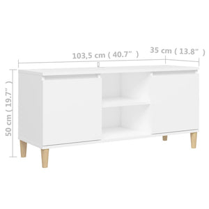 Weißer TV-Schrank mit Massivholzbeinen