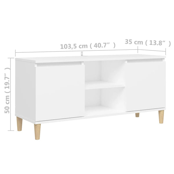 Weißer TV-Schrank mit Massivholzbeinen
