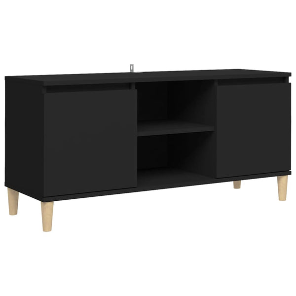 Schwarzer TV-Schrank mit Holzbeinen