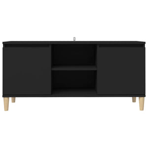 Schwarzer TV-Schrank mit Holzbeinen