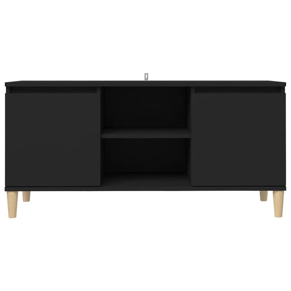 Schwarzer TV-Schrank mit Holzbeinen